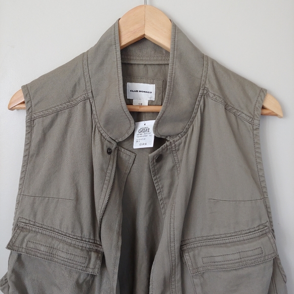NWT Club Monaco Thora Sleeveless Parka Vest Olive Green Size Small - Picture 6 of 16
